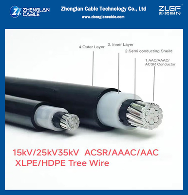 15kv AAC AAAC ACSR Проводчик XLPE HDPE изоляционный деревянный кабель 185 мм2 NTC 5909 ICEA S121-733