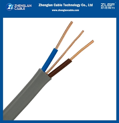Двойной кабель 2 ядра с землей 2x1.5mm2+1mm2, 2x2.5mm2+1.5mm2 CU/PVC/PVC 300/500V