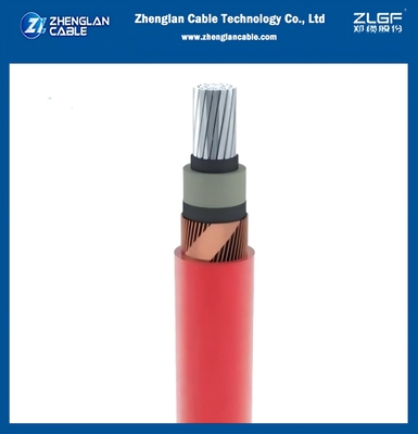 AL/SC/XLPE/SC/CWS/PVC/CTS/PVC1x240/25mm2 IEC 60502-2 8,7/15KV Медный проволочный щит + Медная лента щитная оболочка Красный кабель питания среднего напряжения